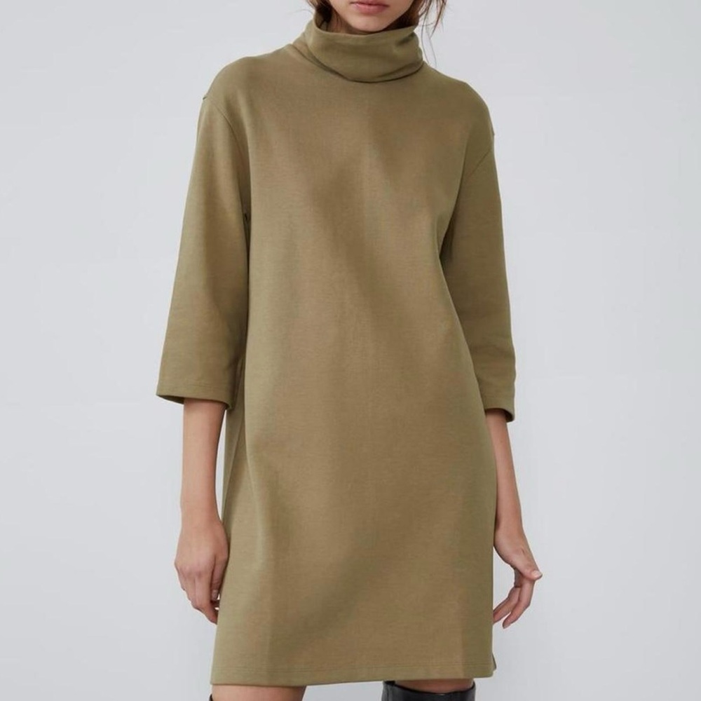 Zara Cotton Blend Turtleneck Dress